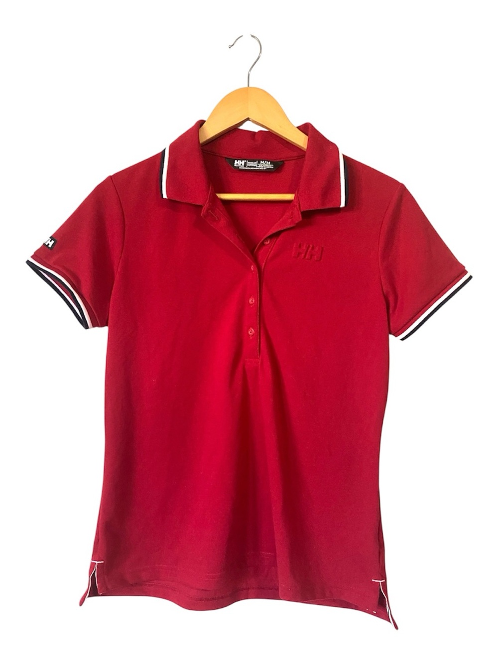Helly Hansen Women’s Red Short Sleeve Polo Shirt Size M Tonal Logo Trimmed